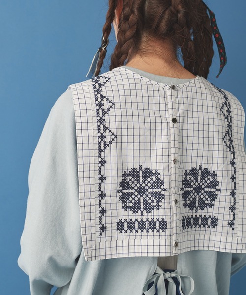 Malle（マル）の「malle クロスステッチ刺繍　付け衿（付け襟・レディース・オフホワイト/チェック・FREE）」の10枚目の写真