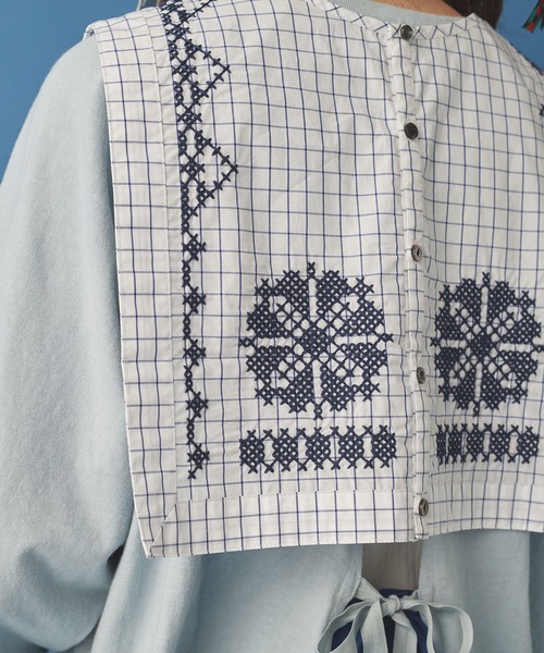 Malle（マル）の「malle クロスステッチ刺繍　付け衿（付け襟・レディース・オフホワイト/チェック・FREE）」の12枚目の写真