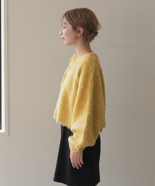Kastane(カスタネ)の「クロップドMIX起毛カーディガン(カーディガン/ボレロ・レディース・パープル/イエロー/アイボリー/グリーン・FREE)」の14枚目の写真