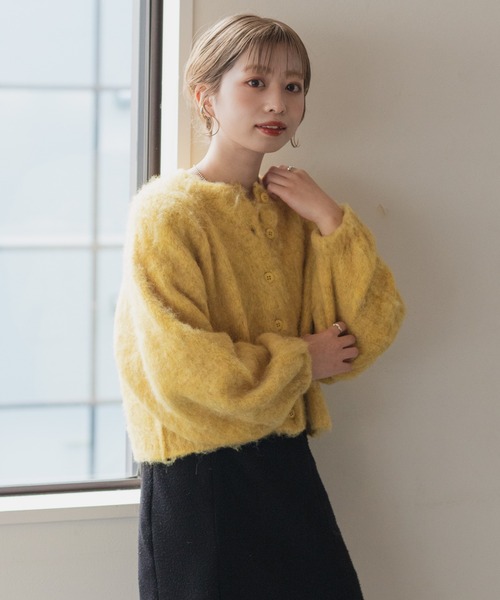 Kastane(カスタネ)の「クロップドMIX起毛カーディガン(カーディガン/ボレロ・レディース・パープル/イエロー/アイボリー/グリーン・FREE)」の9枚目の写真