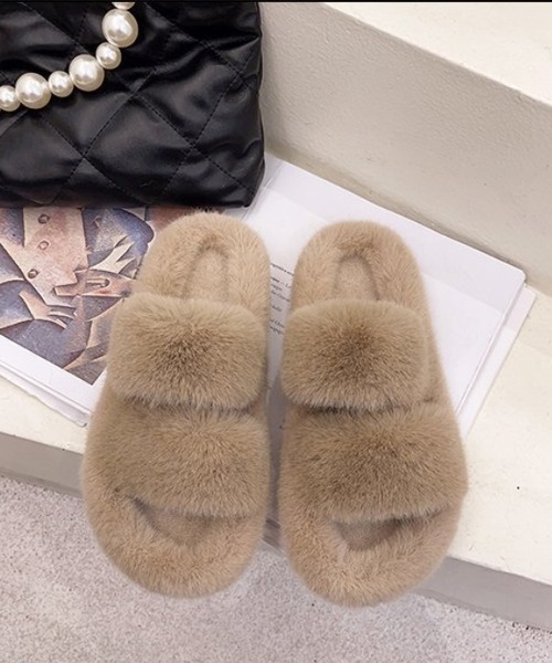 FREE BLUES（フリーブルース）の「あったか ファー スリッパ（ルームシューズ/スリッパ・レディース・ブラック/モカ/アイボリー/ブルー・24.5cm/24cm/23.5cm）」の4枚目の写真