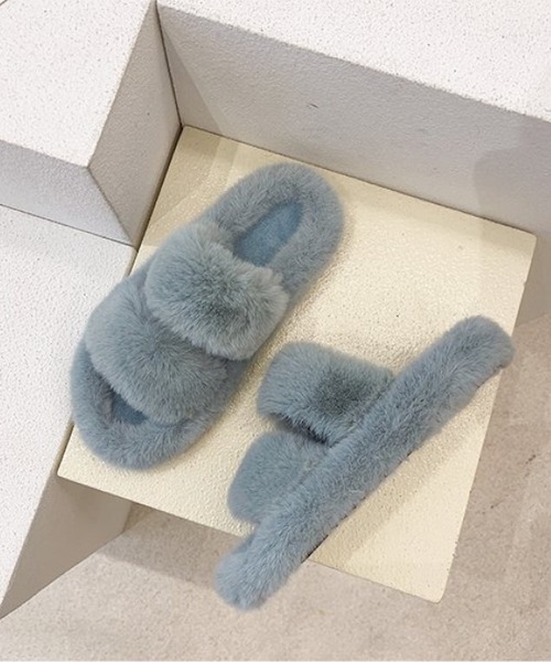 FREE BLUES（フリーブルース）の「あったか ファー スリッパ（ルームシューズ/スリッパ・レディース・ブラック/モカ/アイボリー/ブルー・24.5cm/24cm/23.5cm）」の11枚目の写真