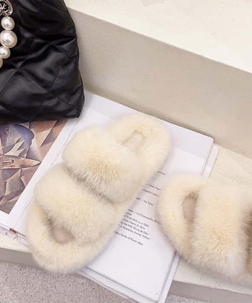 FREE BLUES（フリーブルース）の「あったか ファー スリッパ（ルームシューズ/スリッパ・レディース・ブラック/モカ/アイボリー/ブルー・24.5cm/24cm/23.5cm）」の12枚目の写真