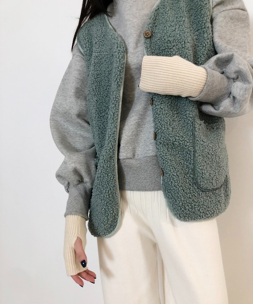 me+em select（ミームセレクト）の「フィンガーレス ニット手袋（手袋・レディース・ブラック/ベージュ/グレー/アイボリー・FREE）」の2枚目の写真