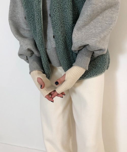me+em select（ミームセレクト）の「フィンガーレス ニット手袋（手袋・レディース・ブラック/ベージュ/グレー/アイボリー・FREE）」の9枚目の写真