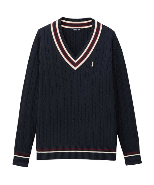 EASTBOY(イーストボーイ)の「綿プルオーバー ライン入り 制服 高校生 中学生 セーター スクール JK(ニット/セーター・キッズ・ベージュ/ライトグレー/オフホワイト/ネイビー・11号/9号)」の4枚目の写真