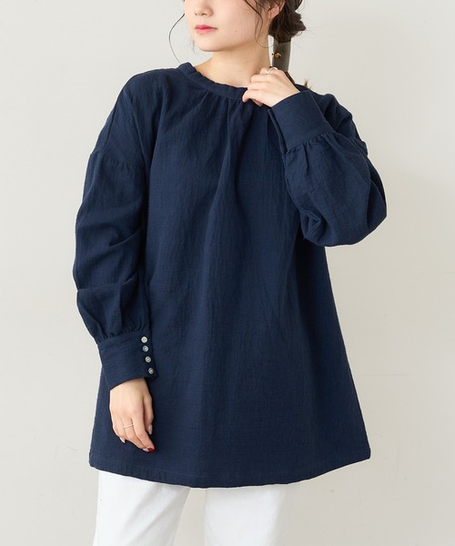 PUAL CE CIN（ピュアルセシン）の「【Du noir】綿麻ダブルガーゼブラウス（シャツ/ブラウス・レディース・ブラック/ネイビー・FREE）」の3枚目の写真