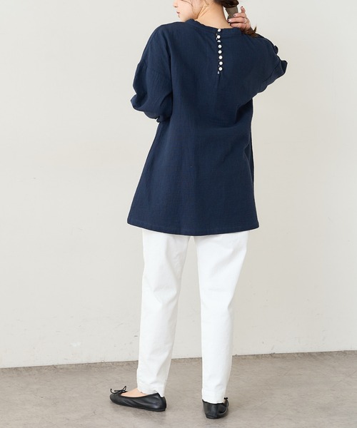 PUAL CE CIN（ピュアルセシン）の「【Du noir】綿麻ダブルガーゼブラウス（シャツ/ブラウス・レディース・ブラック/ネイビー・FREE）」の8枚目の写真