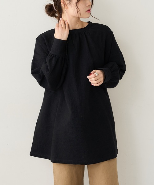 PUAL CE CIN（ピュアルセシン）の「【Du noir】綿麻ダブルガーゼブラウス（シャツ/ブラウス・レディース・ブラック/ネイビー・FREE）」の10枚目の写真