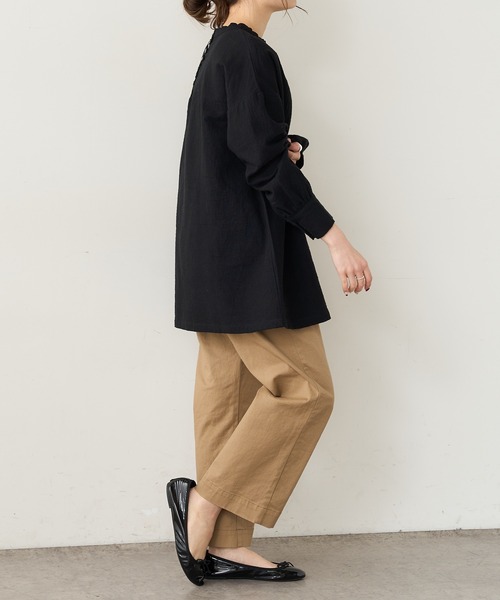 PUAL CE CIN（ピュアルセシン）の「【Du noir】綿麻ダブルガーゼブラウス（シャツ/ブラウス・レディース・ブラック/ネイビー・FREE）」の13枚目の写真