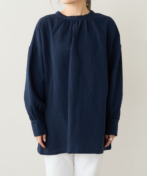 PUAL CE CIN（ピュアルセシン）の「【Du noir】綿麻ダブルガーゼブラウス（シャツ/ブラウス・レディース・ブラック/ネイビー・FREE）」の14枚目の写真