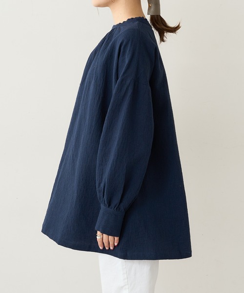PUAL CE CIN（ピュアルセシン）の「【Du noir】綿麻ダブルガーゼブラウス（シャツ/ブラウス・レディース・ブラック/ネイビー・FREE）」の15枚目の写真
