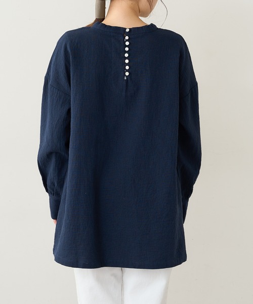 PUAL CE CIN（ピュアルセシン）の「【Du noir】綿麻ダブルガーゼブラウス（シャツ/ブラウス・レディース・ブラック/ネイビー・FREE）」の16枚目の写真