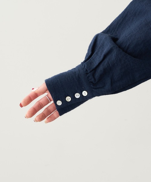 PUAL CE CIN（ピュアルセシン）の「【Du noir】綿麻ダブルガーゼブラウス（シャツ/ブラウス・レディース・ブラック/ネイビー・FREE）」の18枚目の写真