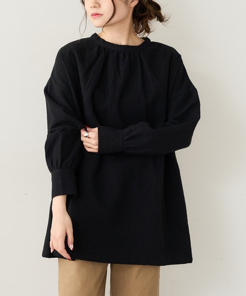 PUAL CE CIN（ピュアルセシン）の「【Du noir】綿麻ダブルガーゼブラウス（シャツ/ブラウス・レディース・ブラック/ネイビー・FREE）」の9枚目の写真