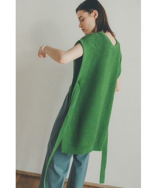 CLANE（クラネ）の「KNIT VEST（ベスト・レディース・グリーン/アイボリー/ブラウン・1/2）」の3枚目の写真