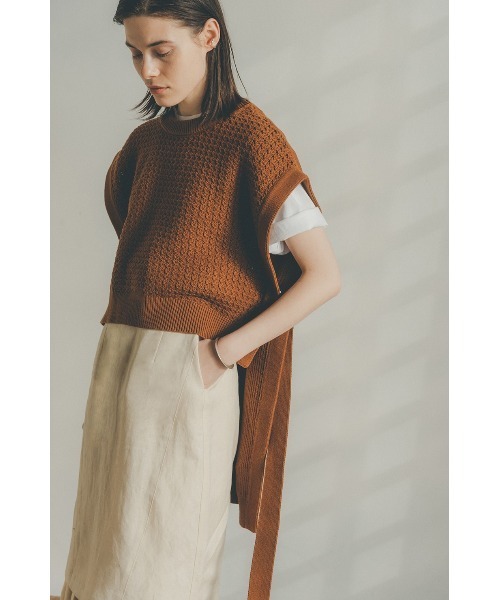 CLANE（クラネ）の「KNIT VEST（ベスト・レディース・グリーン/アイボリー/ブラウン・1/2）」の11枚目の写真