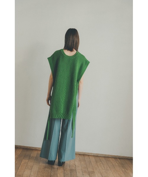 CLANE（クラネ）の「KNIT VEST（ベスト・レディース・グリーン/アイボリー/ブラウン・1/2）」の5枚目の写真