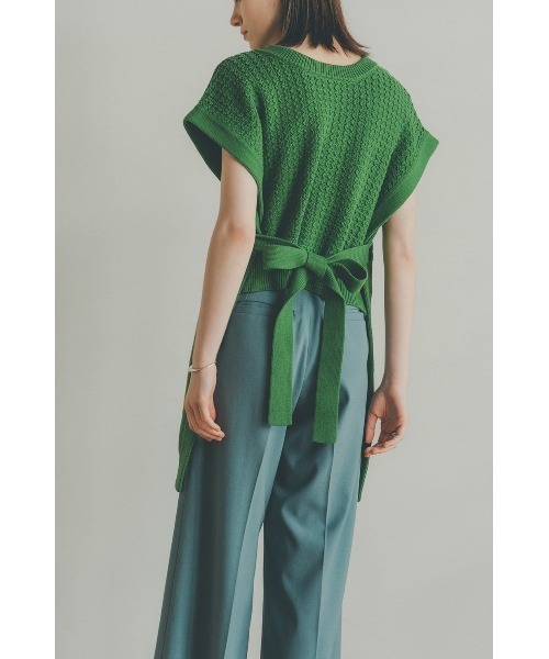 CLANE（クラネ）の「KNIT VEST（ベスト・レディース・グリーン/アイボリー/ブラウン・1/2）」の10枚目の写真