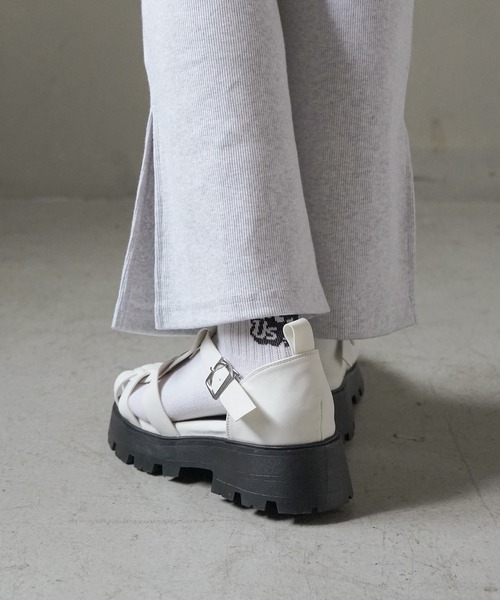 【韓国ファッション】フェイクレザー グルカサンダル 厚底 MinoriTY サンダル メンズ グルカサンダル ヒール レザー 本革