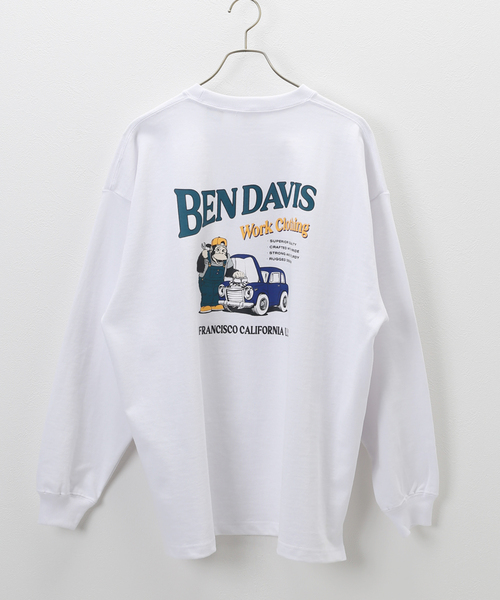 B.C STOCK(ベーセーストック)の「【BEN DAVIS / ベンデイビス】別注 workclothing プリントロンT(Tシャツ/カットソー・メンズ・ホワイト/グリーン/ブラック系その他・MEDIUM/LARGE)」の5枚目の写真