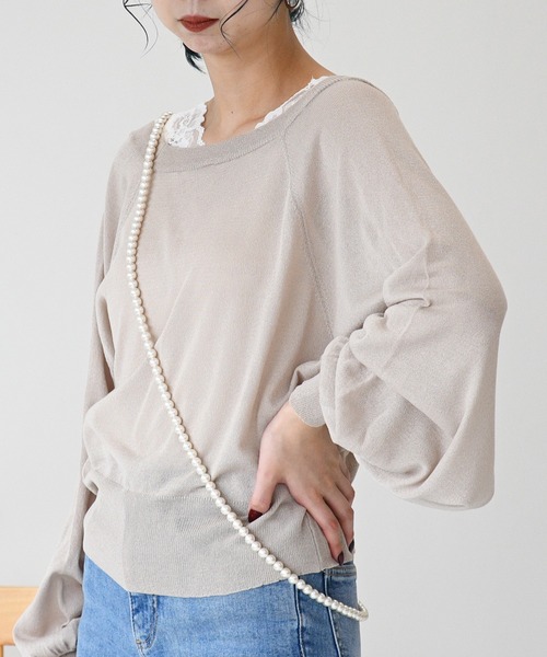 sango（sango）の「2WAYシアーニットカーディガン（カーディガン/ボレロ・レディース・ベージュ/グリーン/アイボリー・FREE）」の2枚目の写真