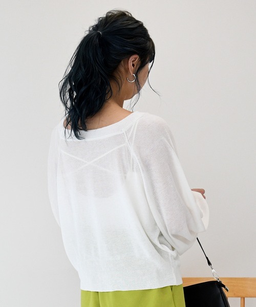 sango（sango）の「2WAYシアーニットカーディガン（カーディガン/ボレロ・レディース・ベージュ/グリーン/アイボリー・FREE）」の6枚目の写真