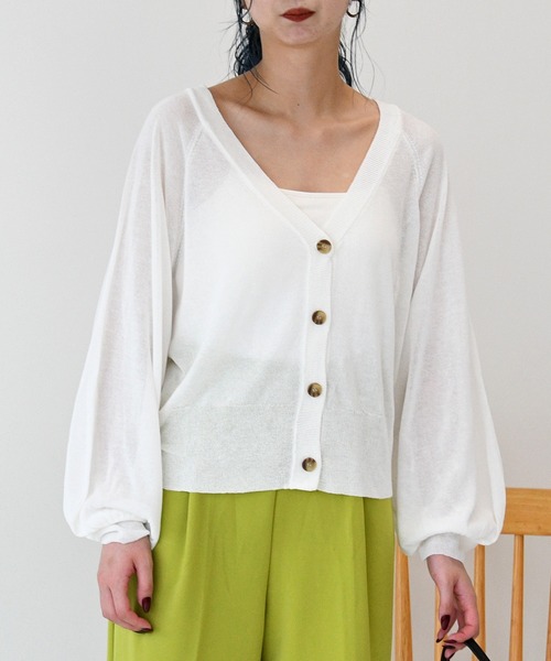 sango（sango）の「2WAYシアーニットカーディガン（カーディガン/ボレロ・レディース・ベージュ/グリーン/アイボリー・FREE）」の5枚目の写真