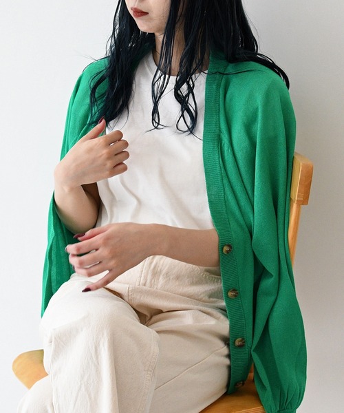 sango（sango）の「2WAYシアーニットカーディガン（カーディガン/ボレロ・レディース・ベージュ/グリーン/アイボリー・FREE）」の10枚目の写真