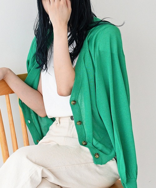 sango（sango）の「2WAYシアーニットカーディガン（カーディガン/ボレロ・レディース・ベージュ/グリーン/アイボリー・FREE）」の11枚目の写真