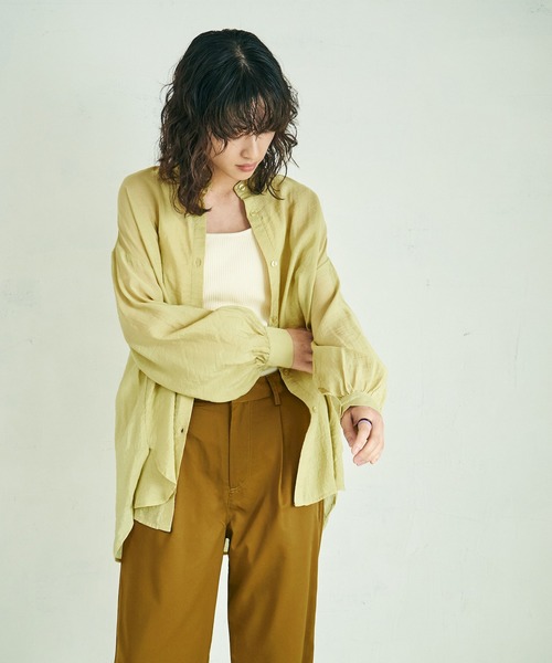 4youstory（フォーユーストーリー）の「【4youstory】スタンドカラーギャザースリーブシャツ（シャツ/ブラウス・レディース・パープル/オフホワイト/イエロー/モカ・MEDIUM）」の18枚目の写真