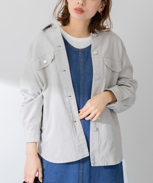 URBAN RESEARCH Sonny Label（アーバンリサーチサニーレーベル）の「カラーシャツジャケット（その他アウター・レディース・ライトグレー/ベージュ/ピンク・FREE）」の2枚目の写真