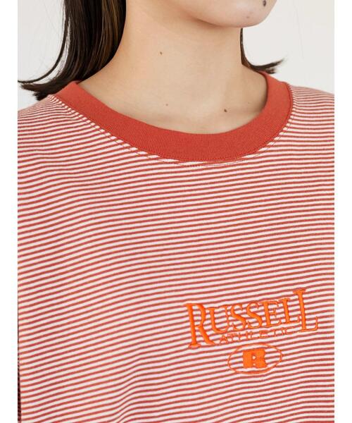 Russell Athletic（ラッセルアスレティック）の「■別注RUSSELL ATHLTIC エンブレムロンT（Tシャツ/カットソー・レディース・ブラック/オレンジ・FREE）」の10枚目の写真