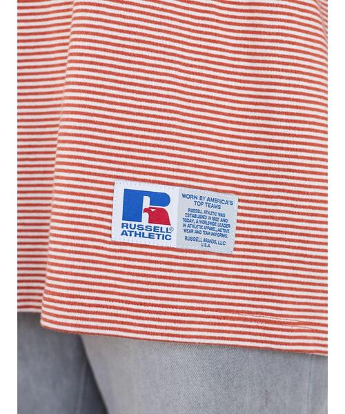 Russell Athletic（ラッセルアスレティック）の「■別注RUSSELL ATHLTIC エンブレムロンT（Tシャツ/カットソー・レディース・ブラック/オレンジ・FREE）」の13枚目の写真