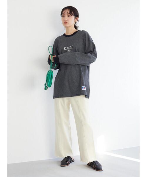 Russell Athletic（ラッセルアスレティック）の「■別注RUSSELL ATHLTIC エンブレムロンT（Tシャツ/カットソー・レディース・ブラック/オレンジ・FREE）」の14枚目の写真