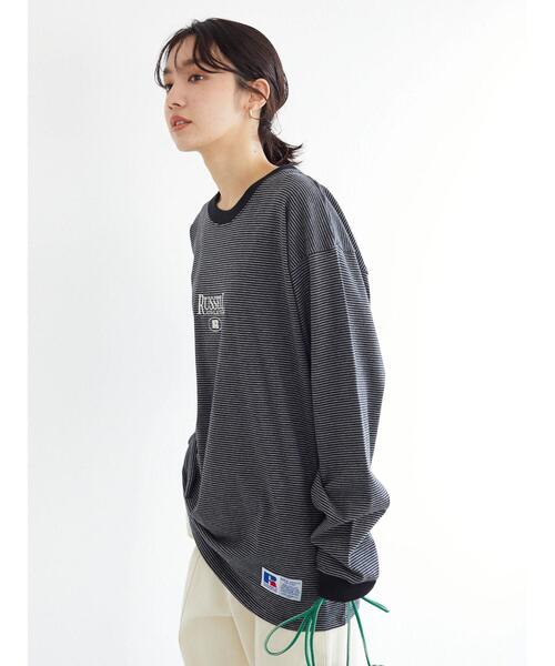 Russell Athletic（ラッセルアスレティック）の「■別注RUSSELL ATHLTIC エンブレムロンT（Tシャツ/カットソー・レディース・ブラック/オレンジ・FREE）」の16枚目の写真