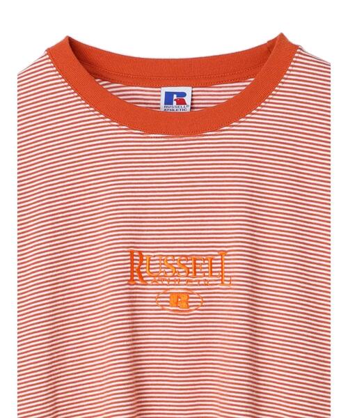 Russell Athletic（ラッセルアスレティック）の「■別注RUSSELL ATHLTIC エンブレムロンT（Tシャツ/カットソー・レディース・ブラック/オレンジ・FREE）」の19枚目の写真