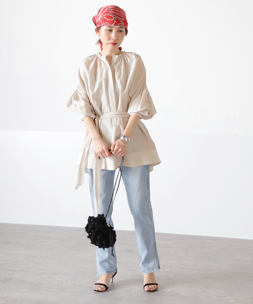 VERMEIL par iena 洗えるぺプラムトップス　白 セール】ダンボールニット 裾ペプラム トップス◇（Tシャツ