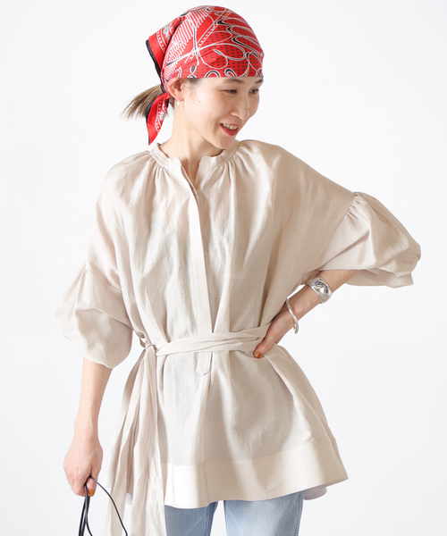 VERMEIL par iena(ヴェルメイユパーイエナ)の「スクエアヘムシャツ◆(シャツ/ブラウス・レディース・ブラック/ベージュ/ピンク・FREE)」の17枚目の写真