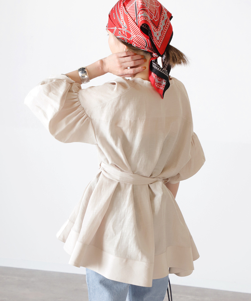 VERMEIL par iena(ヴェルメイユパーイエナ)の「スクエアヘムシャツ◆(シャツ/ブラウス・レディース・ブラック/ベージュ/ピンク・FREE)」の18枚目の写真