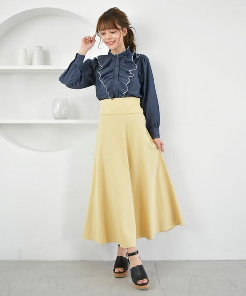 MAJESTIC LEGON（マジェスティックレゴン）の「2wayフレアスカート（スカート・レディース・イエロー/ブルー/アイボリー・SMALL/MEDIUM）」の3枚目の写真