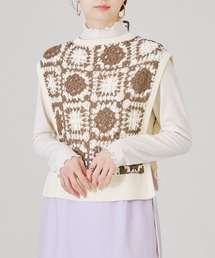 acro | 配色かぎ針ニットベスト/AC1336(ベスト)