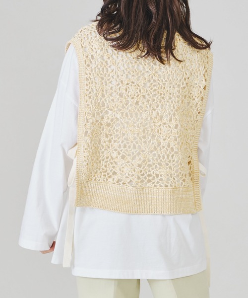 acro（アクロ）の「配色かぎ針ニットベスト/AC1336（ベスト・レディース・ベージュ/ブラウン/イエロー・ﾌﾘ-）」の14枚目の写真