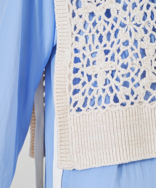 acro（アクロ）の「配色かぎ針ニットベスト/AC1336（ベスト・レディース・ベージュ/ブラウン/イエロー・ﾌﾘ-）」の7枚目の写真