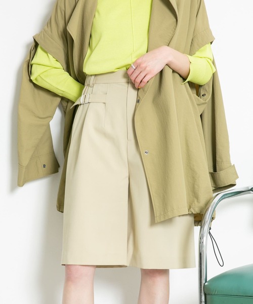 KBF（ケイビーエフ）の「サイドベルトハーフパンツ（その他パンツ・レディース・グリーン系その他/ベージュ/ダークブラウン・ONE）」の4枚目の写真