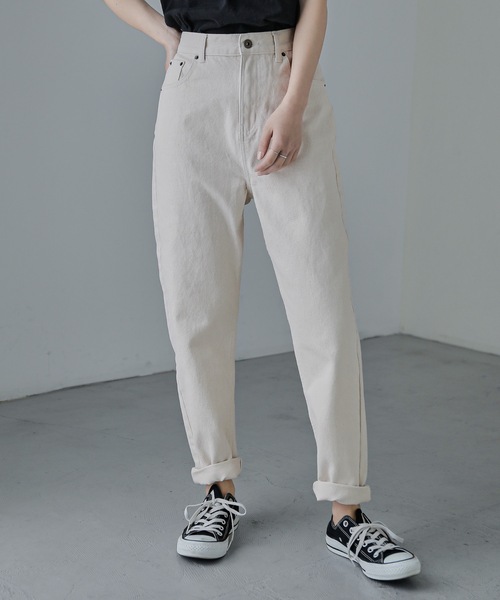Fashion Letter(ファッションレター)の「ルーズテーパードデニム(デニムパンツ・レディース・ホワイト/ブラック/ブルー・M)」の2枚目の写真