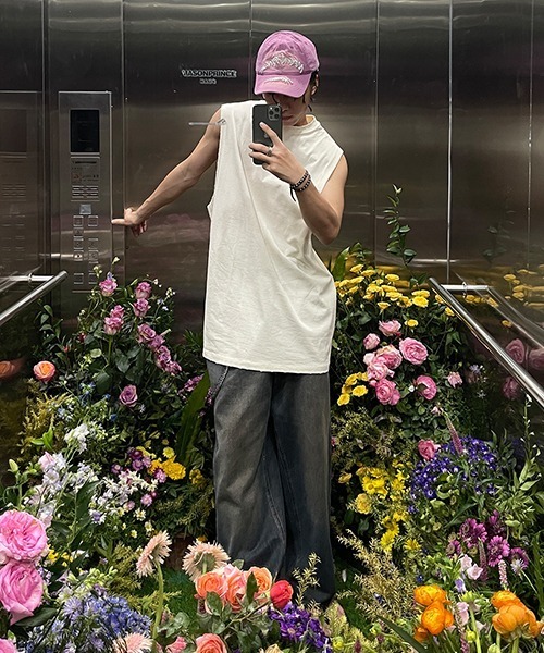 MASONPRINCE】Oversized paint print sleeveless TEE BX3024