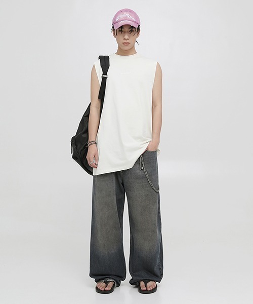MASONPRINCE】Oversized paint print sleeveless TEE BX3024
