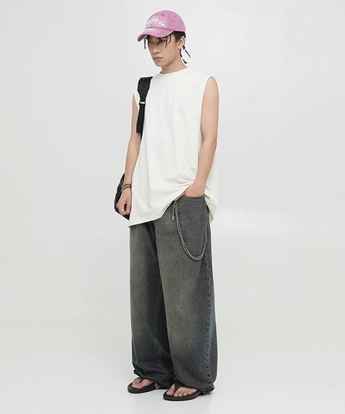 MASONPRINCE】Oversized paint print sleeveless TEE BX3024