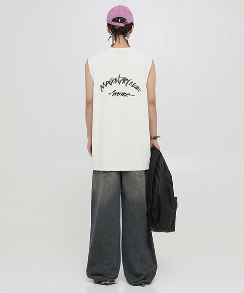 MASONPRINCE】Oversized paint print sleeveless TEE BX3024
